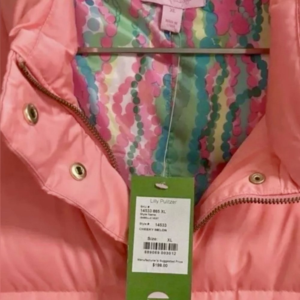 NWT Lilly Pulitzer Isabelle Vest Cheeky Melon Down Insulated 🪸 - Picture 5 of 8